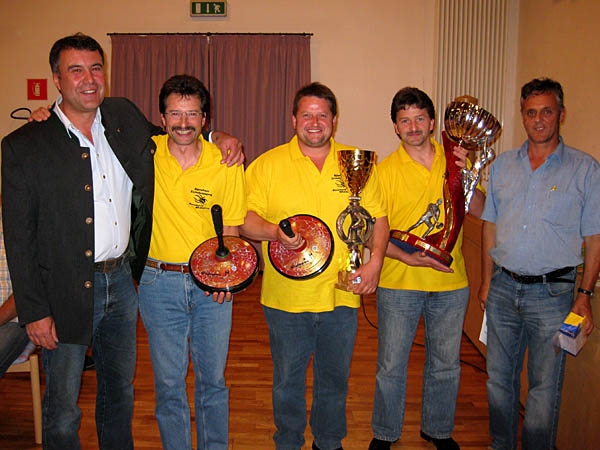 1. Rang: EV Rottendorf mit Franz, Gnther und Siegfried Stranig  mit Herrn Widmann und Hans Mulser 